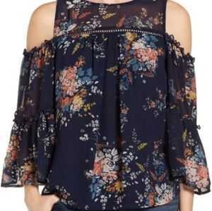 Lucky Brand Cold-shoulder bell sleeve top